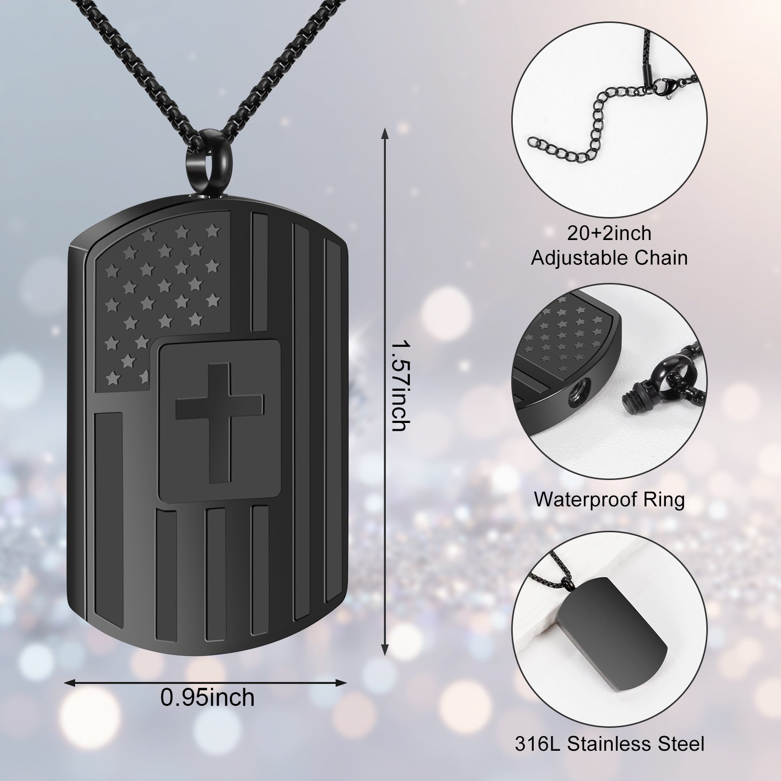 Dletay Cremation Necklace for Ashes Shield Urns Pendant Ashes Holder Memorial Cremation Jewelry for Women Men