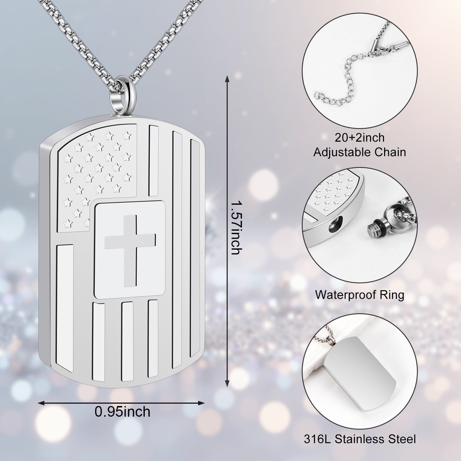 Guardian Memory Cremation Shield Necklace for Ashes