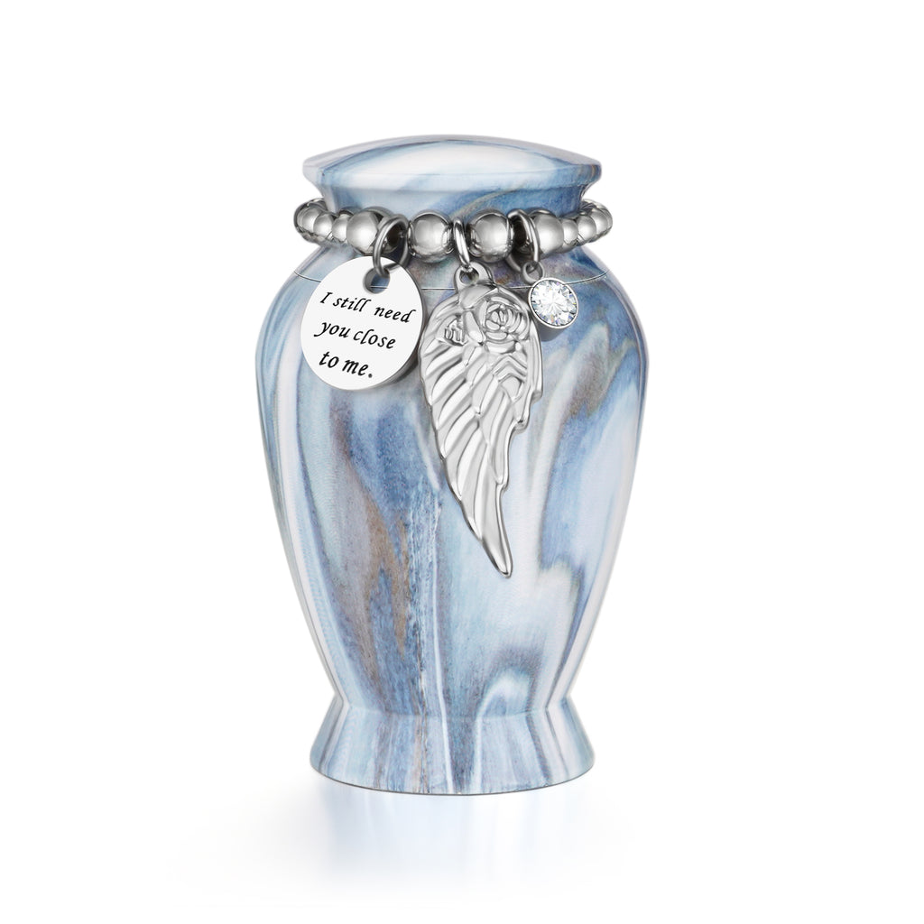 Serene Blue Green Memories Personalized Keepsake Urn for Ashes