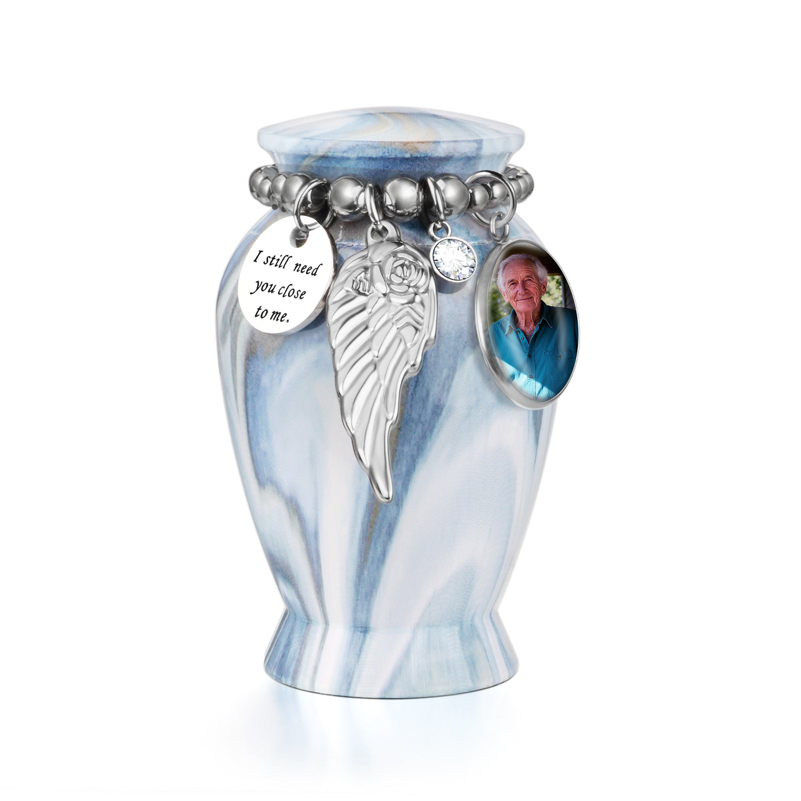 Serene Blue Green Memories Personalized Keepsake Urn for Ashes