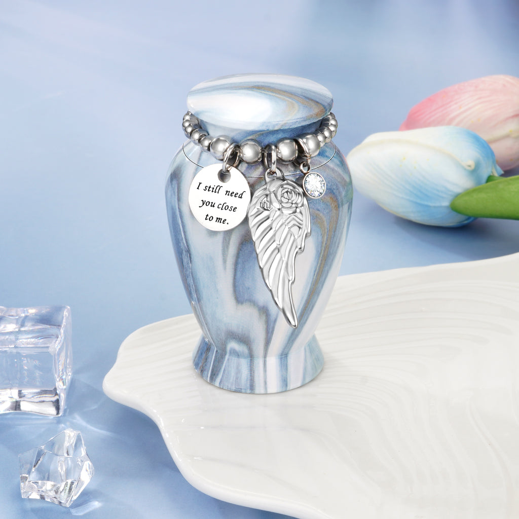 Serene Blue Green Memories Personalized Keepsake Urn for Ashes
