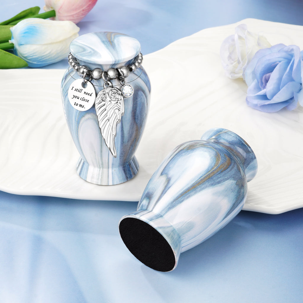 Serene Blue Green Memories Personalized Keepsake Urn for Ashes