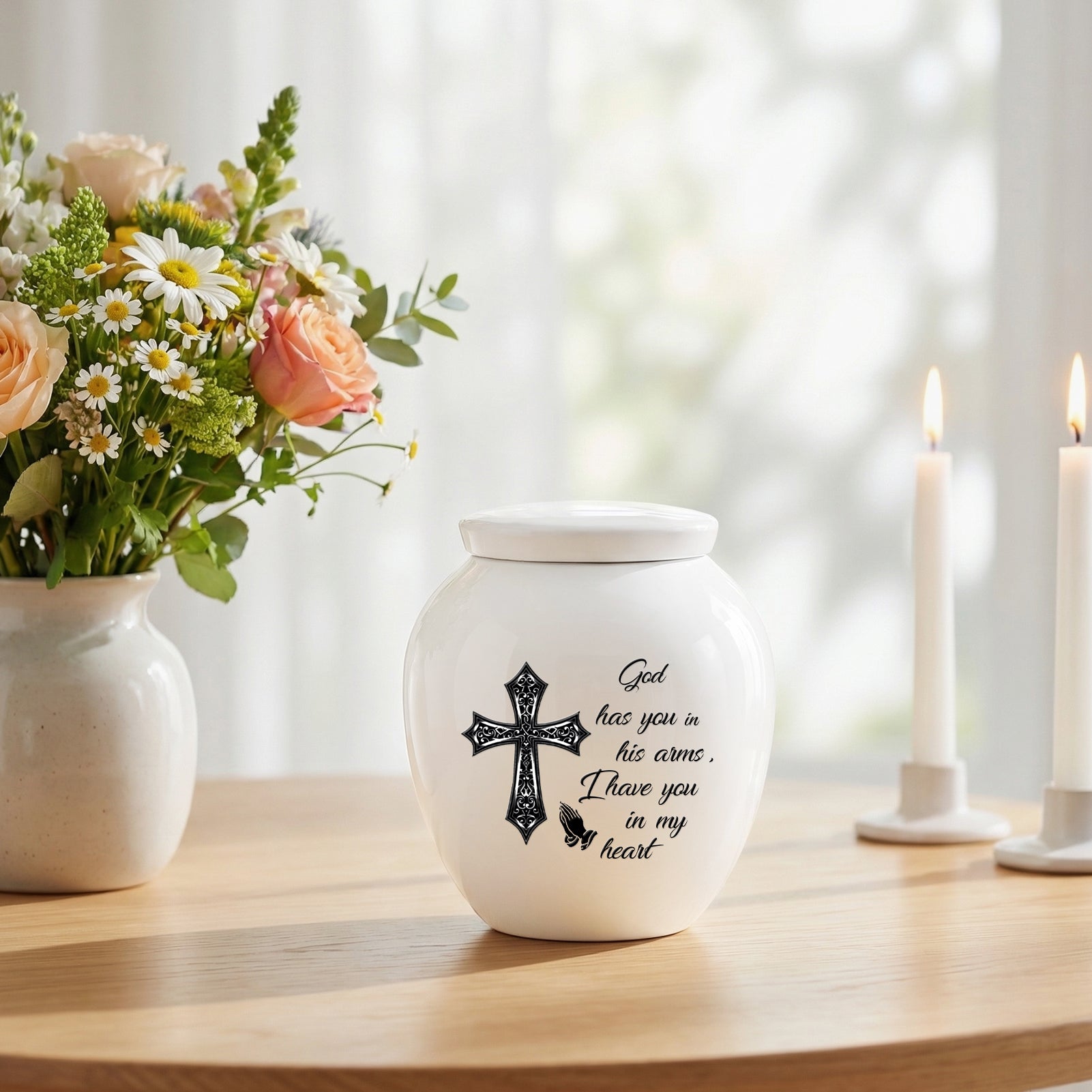 Cross Memorials Decorative Small Urns for Ashes