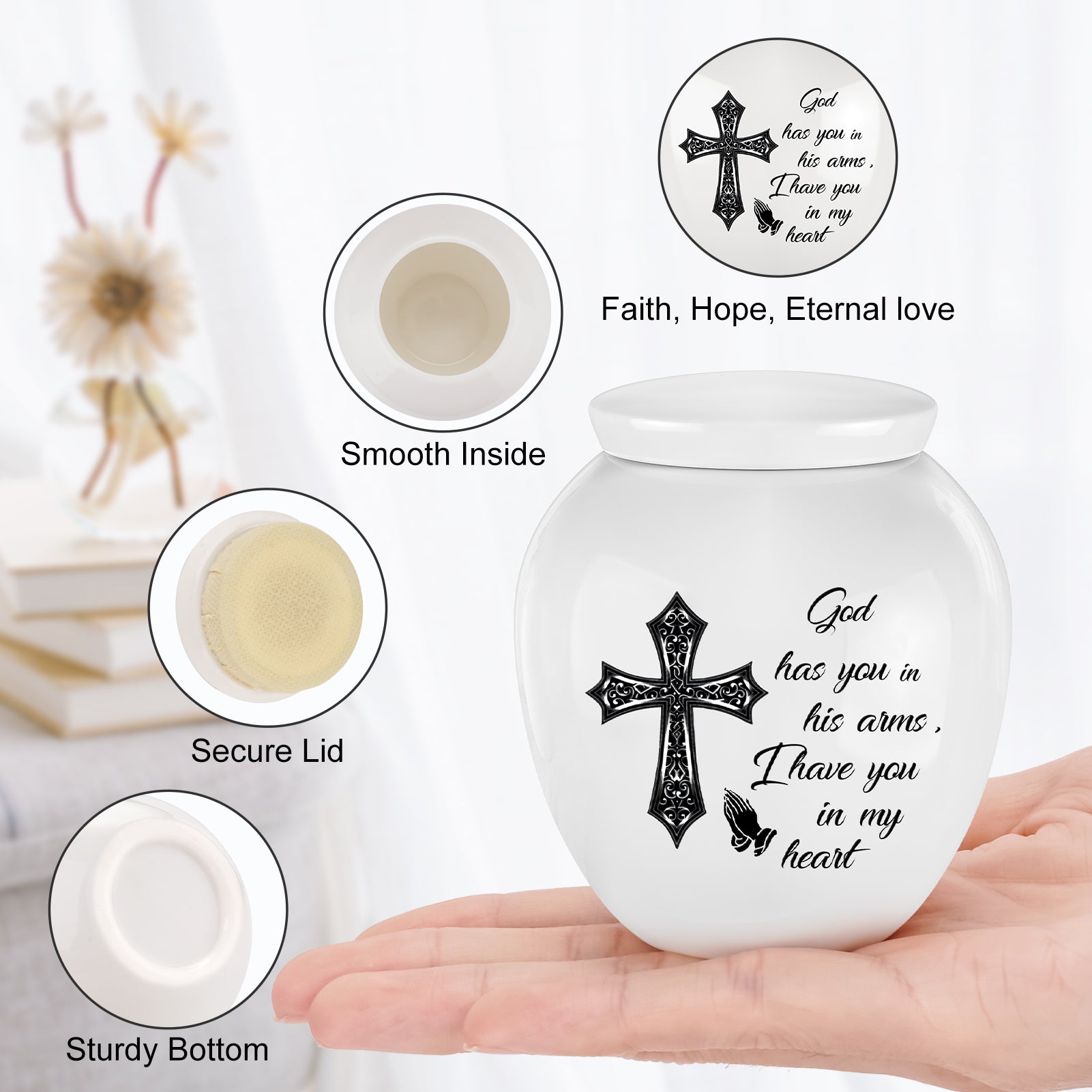 Cross Memorials Decorative Small Urns for Ashes