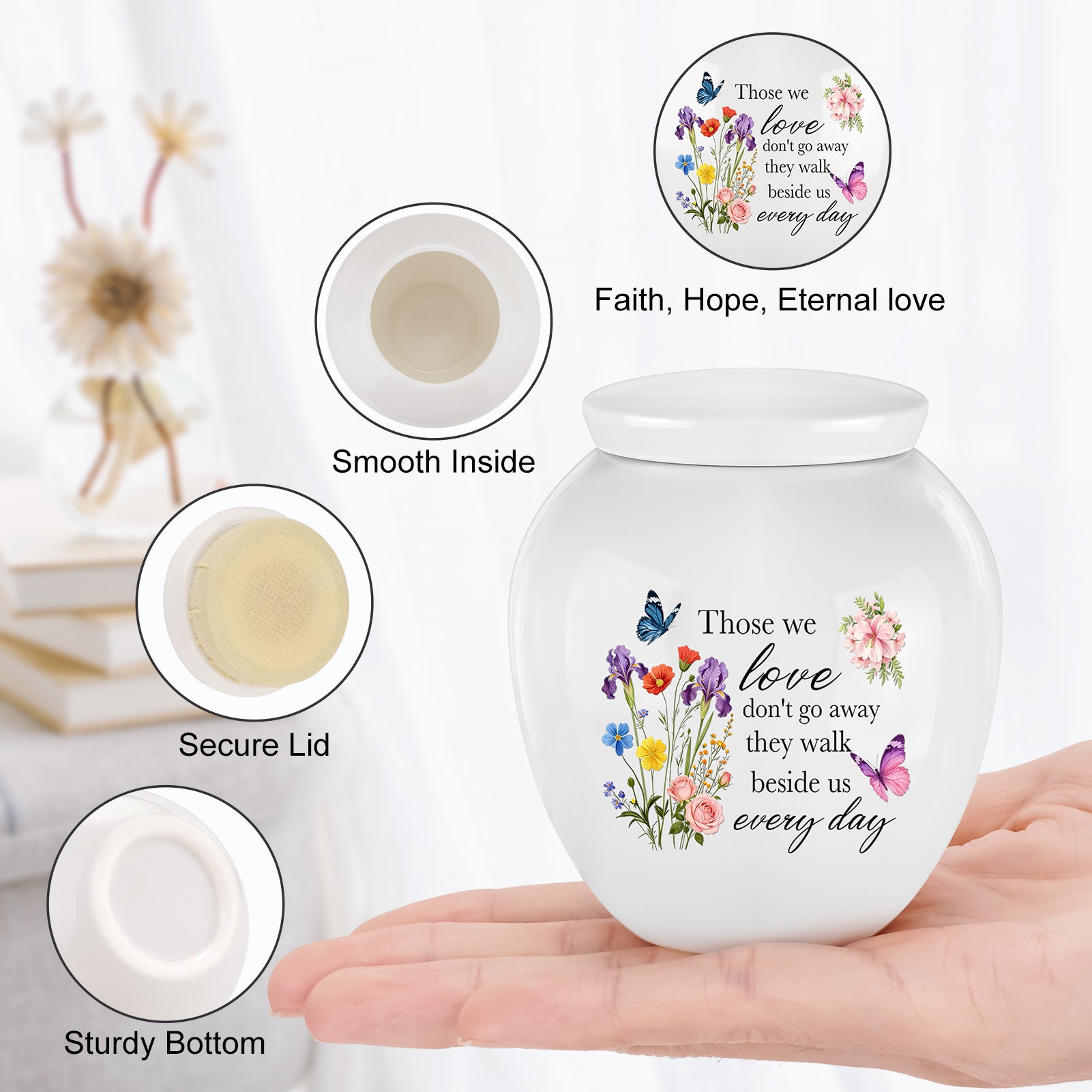 Flower Memorials Decorative Small Urns for Ashes