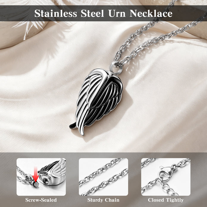 Angel Wing Urn Necklaces for Ashes Cremation Necklace