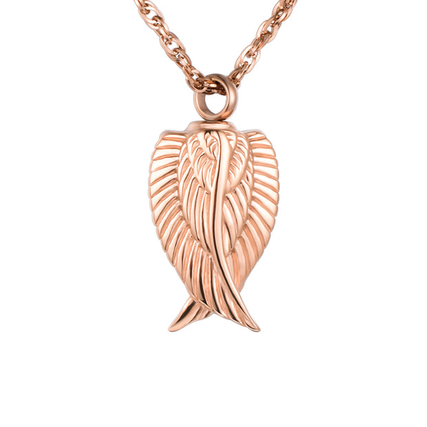 Rose Gold Angel Wing Urn Cremation Necklaces for Ashes