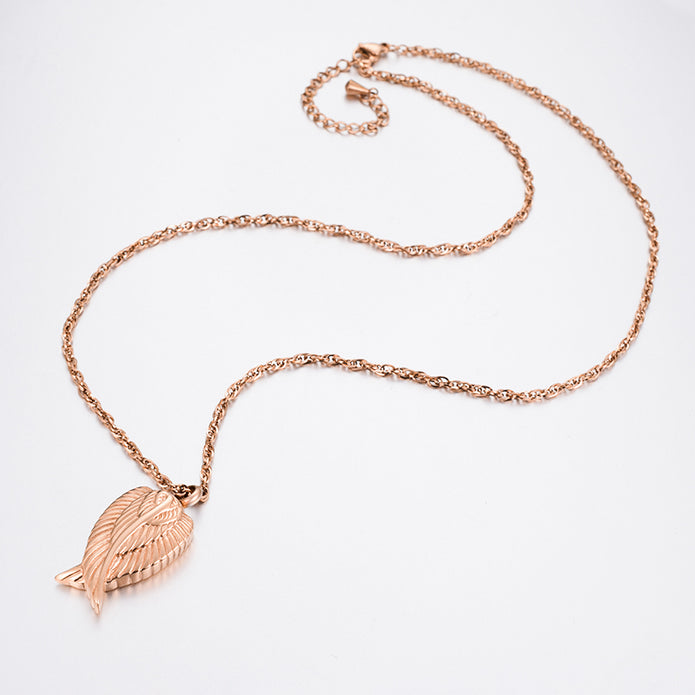 Rose Gold Angel Wing Urn Cremation Necklaces for Ashes