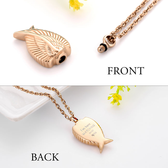 Rose Gold Angel Wing Urn Cremation Necklaces for Ashes