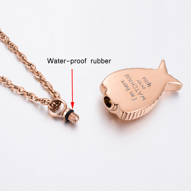 Rose Gold Angel Wing Urn Cremation Necklaces for Ashes