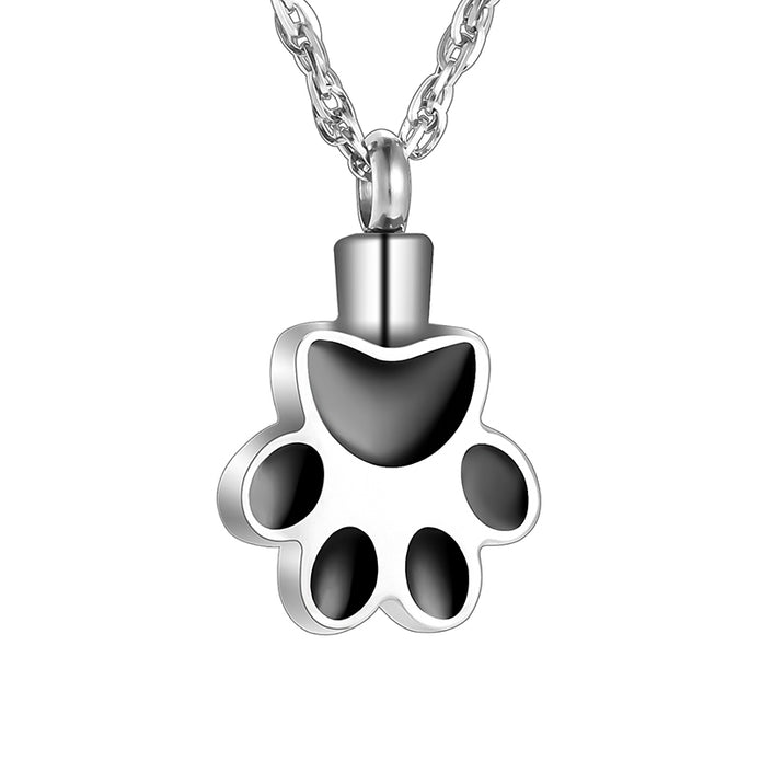 Pet Paw Print Urn Cremation Necklace for Ashes