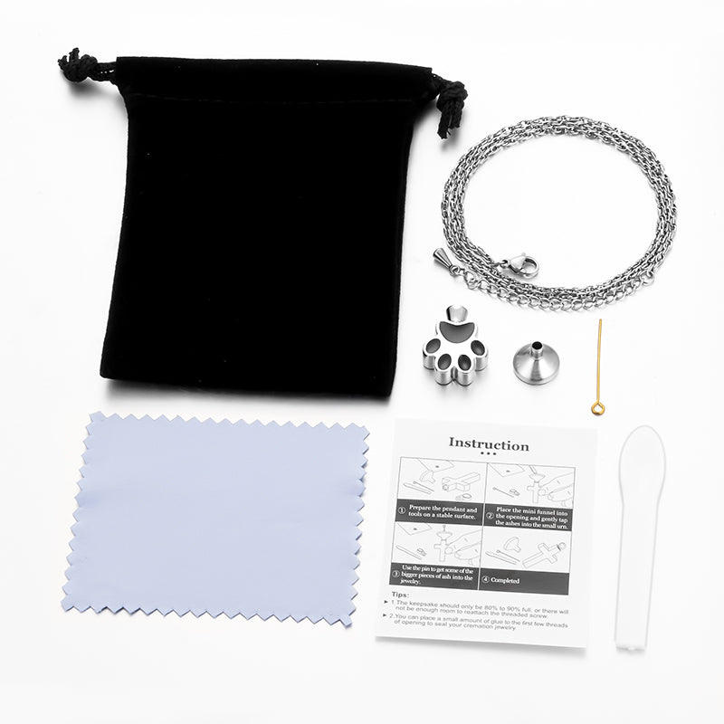 Pet Paw Print Urn Cremation Necklace for Ashes