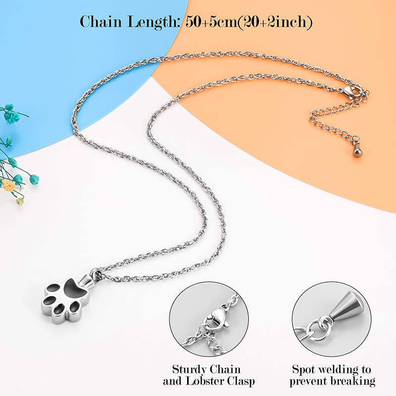 Pet Paw Print Urn Cremation Necklace for Ashes