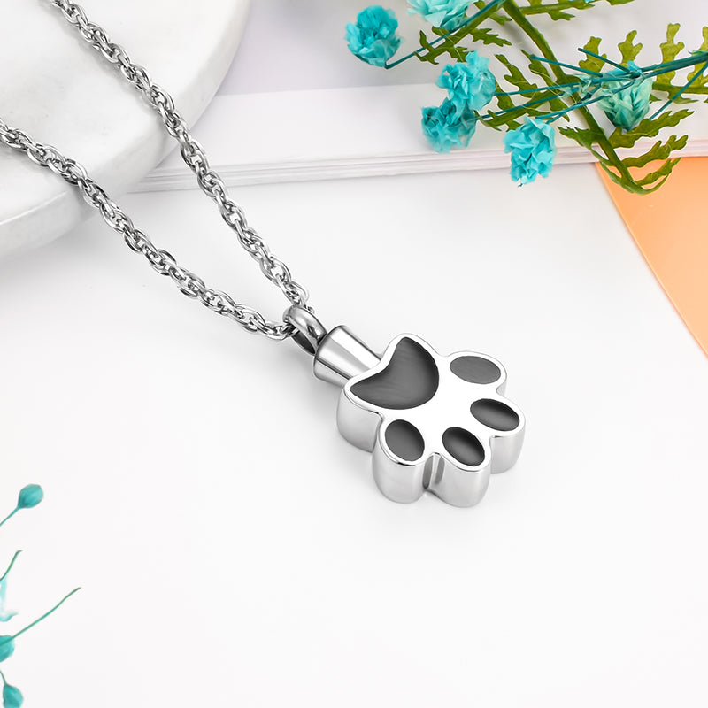 Pet Paw Print Urn Cremation Necklace for Ashes