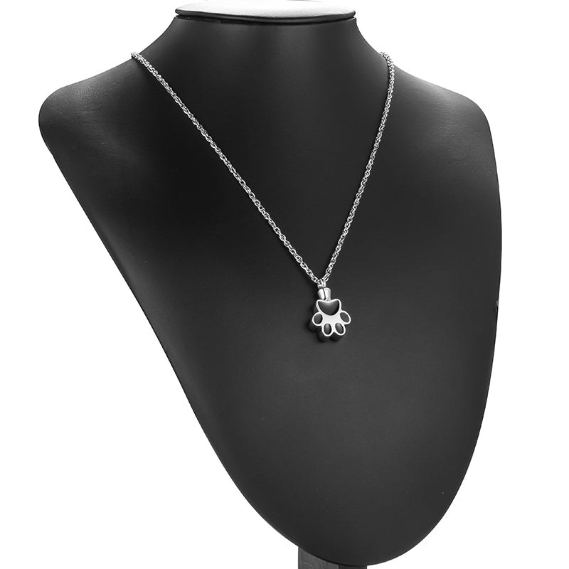 Pet Paw Print Urn Cremation Necklace for Ashes