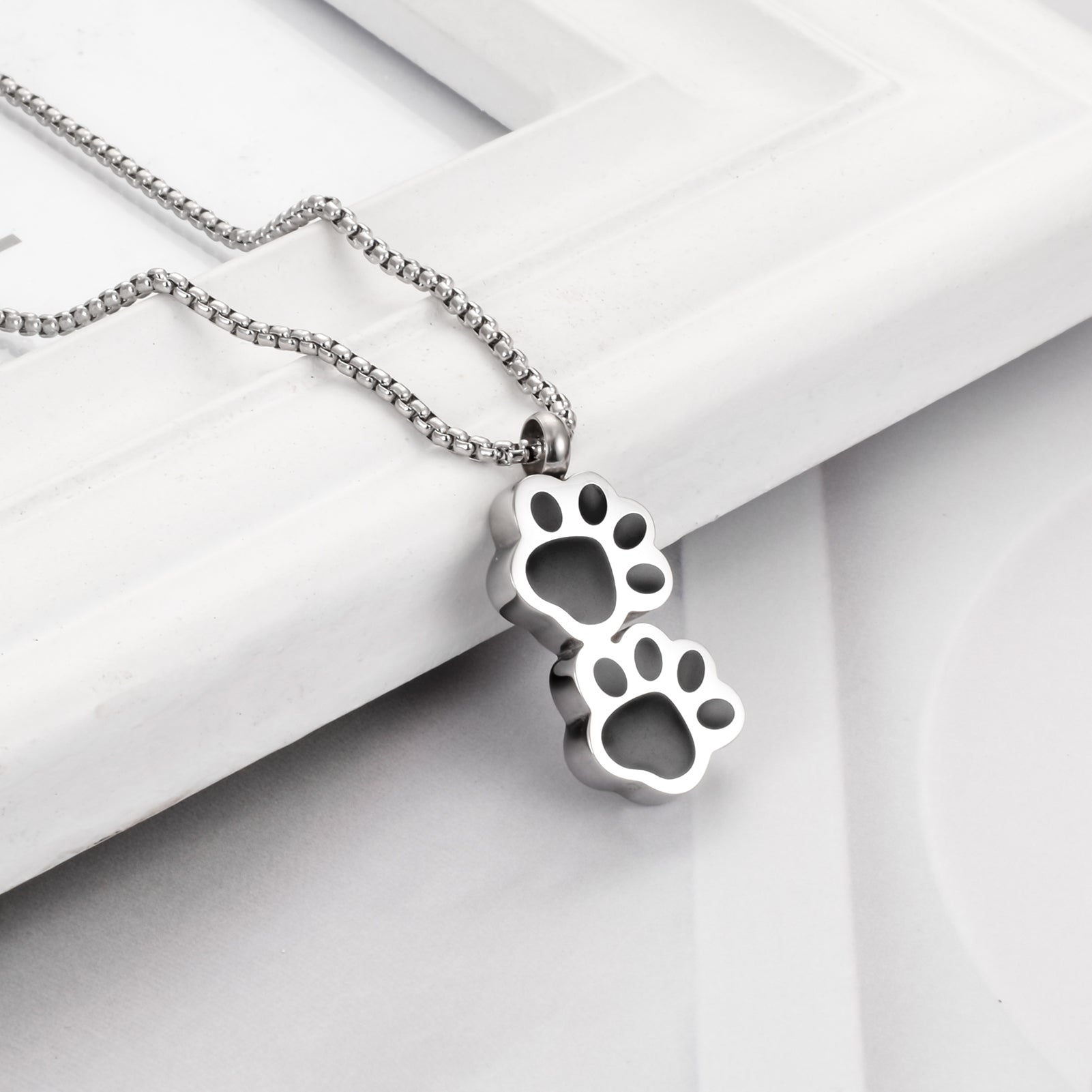 Pet Paw Urn Cremation Necklace for Ashes