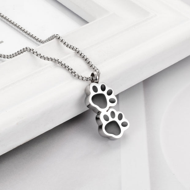 Pet Paw Urn Cremation Necklace for Ashes